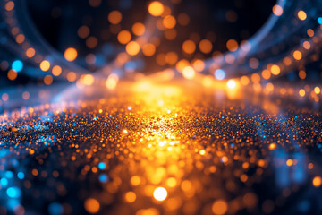 Wall Mural - abstract image featuring vibrant bokeh lights in orange and blue hues. dynamic and flowing, creating