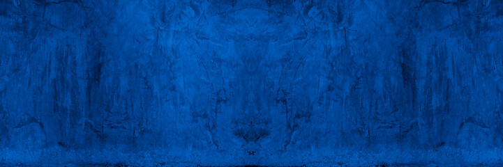 Aufkleber - Old wall pattern texture cement blue dark abstract  blue color design are light with black gradient background.