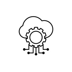 cloud icon with gear, simple flat style, illustration, logo sign symbol pictogram template, for ui o