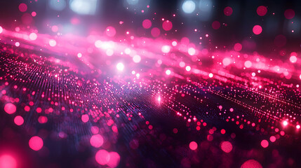 Wall Mural - abstract digital art with glowing pink particles and bokeh effects. ideal for tech presentations dat