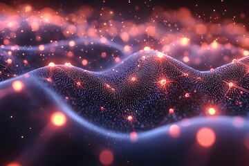 Wall Mural - abstract digital art showcasing a network of glowing dots and lines. evokes data flow and interconne