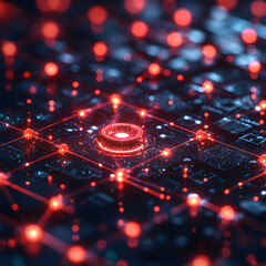 Wall Mural - intricate electronic circuit with a glowing centerpiece. ideal for visualizations of data processing