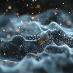 Wall Mural - abstract digital landscape with glowing particles and interconnected networks. ideal for tech backgr