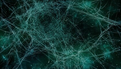 Wall Mural - An abstract image depicting an intricate web of delicate threads