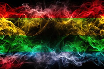 Wall Mural - abstract swirling smoke design in vibrant hues of red, yellow, green, and blue