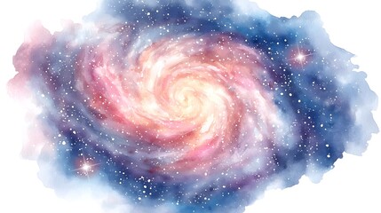 Wall Mural - watercolor galaxy painting spiral nebula cosmic art space background