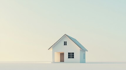 Aufkleber - Minimalist white house model on bright background.