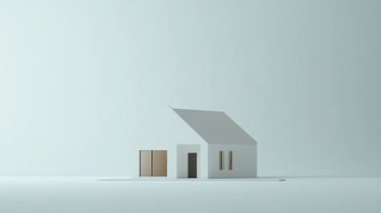 Aufkleber - Minimalist white house model on light background.
