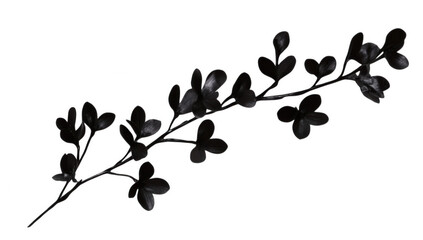 Wall Mural - a black silhouette of a branch with leaves and flowers suitable for graphic design decoration or nat