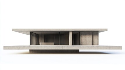 Aufkleber - Modern concrete house architectural 3D rendering isolated on white background.