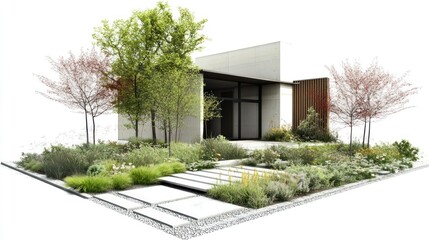 Aufkleber - Modern house with landscaped garden.