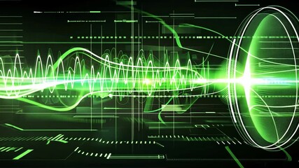 Wall Mural - visual symphony: abstract green waves symbolize the complex world of information and data. the graph