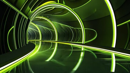 Wall Mural - Neon Tunnel: A mesmerizing, futuristic tunnel pulsates with vibrant neon lights, creating a captivating interplay of light and shadow, showcasing modern design.