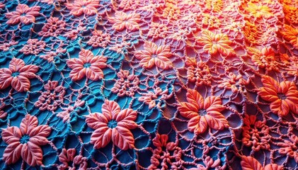 Geometric lace fabric swatch, repeating motif, simple, net