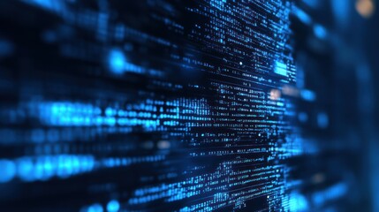 Abstract Technology Background with Glowing Blue Programming Code Lines