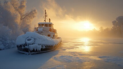 Frozen Riverboat Sunrise (2)