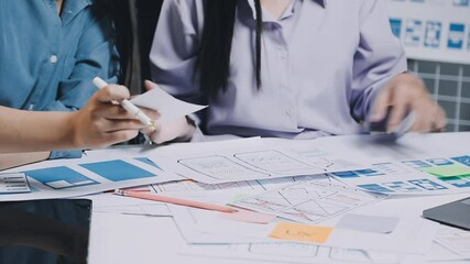 Wall Mural - website designer, creative planning phone app development template layout framework wireframe design