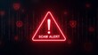 © LORD - A bold red triangle with 'SCAM ALERT' in white text, set against a dark, digital background, signaling urgency and caution.
