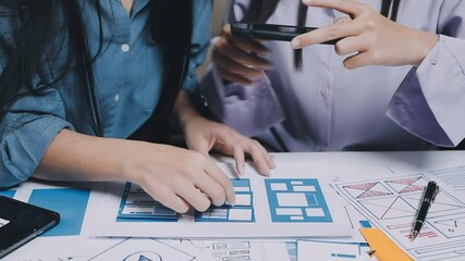 Wall Mural - website designer, creative planning phone app development template layout framework wireframe design