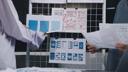 Wall Mural - website designer, creative planning phone app development template layout framework wireframe design