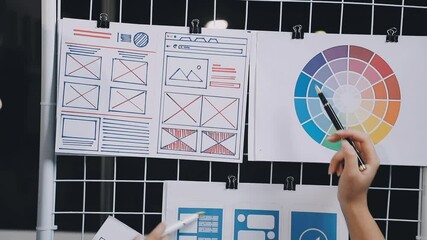Wall Mural - website designer, creative planning phone app development template layout framework wireframe design