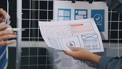 Wall Mural - website designer, creative planning phone app development template layout framework wireframe design