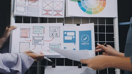 Wall Mural - website designer, creative planning phone app development template layout framework wireframe design