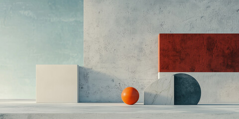 Poster - Minimalist abstract composition with geometric shapes and textures. Calm and balanced design