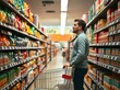 © 'Azyyati - Adult man shopping for groceries in supermarket