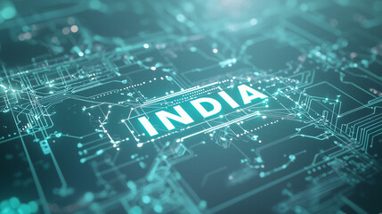 Digital India: A glowing circuit board spells out 