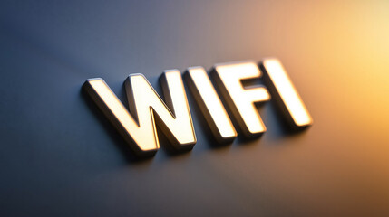Aufkleber - Golden wifi symbol shining on gradient background