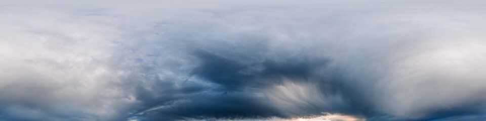 Wall Mural - dark moody rain clouds in dramatic overcast sky. seamless 360 hdr spherical panorama. full zenith or