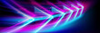 © klyaksun - Abstract background with neon pink and blue arrows. Vector realistic illustration of high tech banner, modern technology presentation template, data speed effect, boost power, geometric motion sign