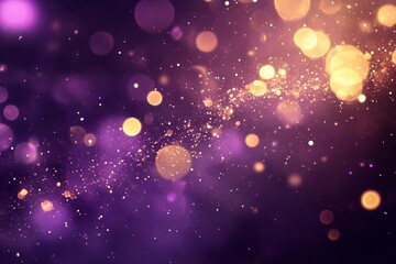 Wall Mural - Abstract Purple and Gold Sparkling Lights Festive Background for Celebrations