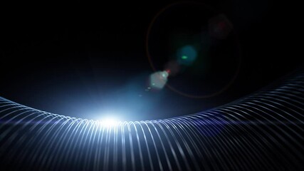 Wall Mural - digital curvy lines with glowing spot light lens flare loop animation.