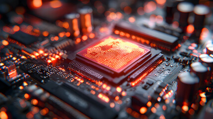Wall Mural - intricate image of a computer's central processing unit glowing with energy. this visual could be us