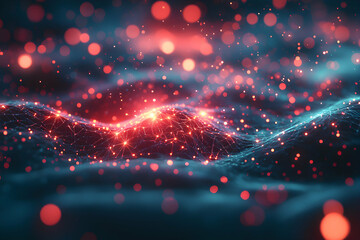 Wall Mural - abstract digital art with red glowing connections. a good fit for a tech company's homepage or socia