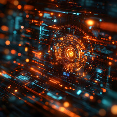 Wall Mural - a futuristic digital interface depicting data processing and network communication. ideal for techno