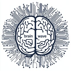 Fototapete - Brain Wave Circuit Board: Technology and the Human Mind, Exploring Artificial Intelligence and Neural Networks