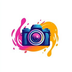 Aufkleber - Colorful Camera Art: A Vibrant Illustration of Photography and Creative Imagery