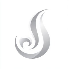 Aufkleber - Elegant Silver Flow: Abstract Swirl Design with Smooth Gradient on White Background for Modern Branding