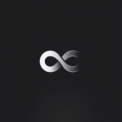 Aufkleber - Minimalist Silver Infinity Symbol on Dark Background, Abstract Design, Metal Style, Endless Loop, Elegant Logo 