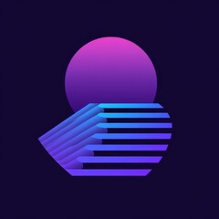 Aufkleber - Retro Gradient Abstraction: Geometric Shapes in Dark Blue, Purple, and Pink