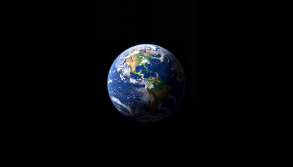 realistic earth floating in space against black background, cosmic beauty