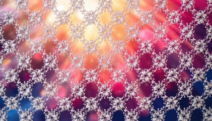 Geometric lace overlay, repeating diamond motif, subtle sheen, design, close-up