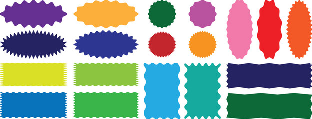 zig zag edge rectangle shape, colorful collection. different shapes and sizes frame with zigzag edge