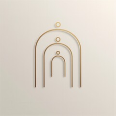 Sticker - elegant minimalist design with arches and circles in golden hues for modern interior decor and conte