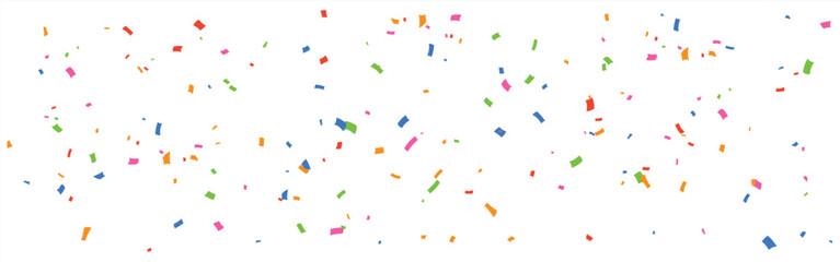 Colorful confetti isolated on white background border frame repeat pattern. Great for a birthday party or an event celebration invitation or decor. Surface pattern design.