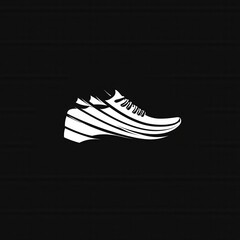 Wall Mural - minimalist black and white illustration of a stylish athletic shoe with dynamic lines on a dark back