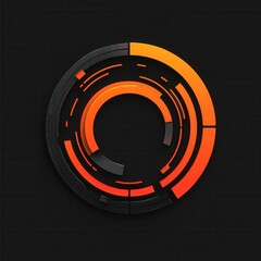 Wall Mural - abstract geometric design with circular shapes and gradient colors on dark background for modern art